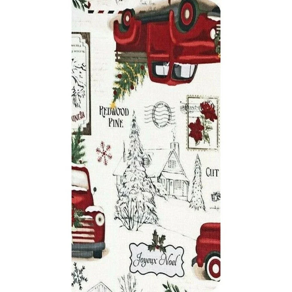 Red Farm Truck Fabric Napkins Set of 4 Farm Fresh Country Christmas Holiday